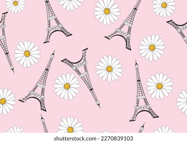 daisy pink vector hand drawn design
