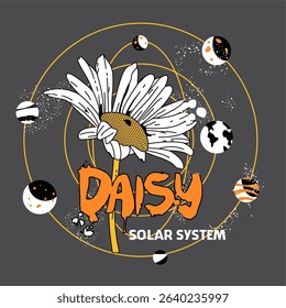 daisy planet art for graphic tee