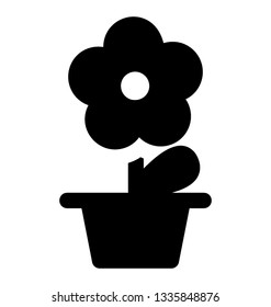 Daisy plant pot solid icon design 