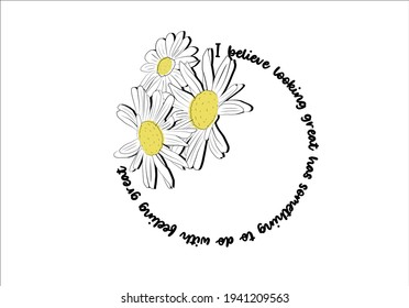 daisy and positive message vector art, background, banner, beautiful, bloom, blossom, card, case, celebration, daisy, decoration, decorative, design, dress, embroidery, embroidery