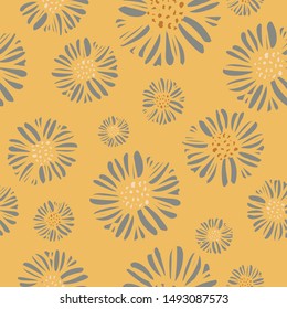 Daisy print floral seamless pattern with a sophisticated style and color palette. Perfect for spring, summer or autumn; great for textiles, paper, stationery and home decor. Vector.