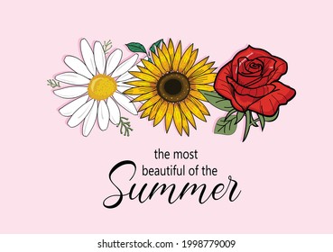 Daisy Rose Sunflower Vector Art Design