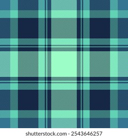 Daisy seamless fabric vector, neutral plaid background check. Individuality tartan pattern texture textile in dark and teal colors palette.