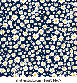 Patrón sin fisuras. Impresión floral con flores blancas pequeñas. El diseño de la camilla es perfecto para la ropa de moda, la cocina de moda textil y papel pintado. Vector