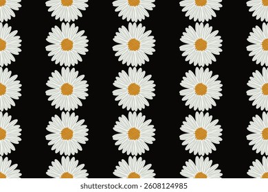 Daisy seamless, daisy pattern, flower pattern, print, vector, pattern, fashion, decoration, design, clothing, scarves, bags, packaging pattern, tiles, glasses, blankets, summer, daisy, spring, flowers