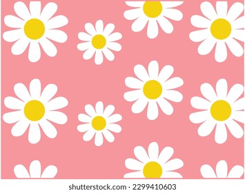 Daisy Seamless Pattern Pink Wallpaper For  Paper Printing Fabric Design