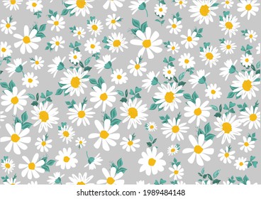 daisy seamless pattern texture fashion flower pattern hand drawn stationery print