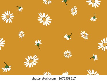 daisy seamless pattern vector design hand drawn spring daisy flower  fabric towel design pattern summer print  ditsy flower,spring,stationery,fabric,paper,packet,fashion creative decorative seamless