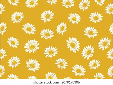 daisy seamless pattern vector design hand drawn spring daisy flower  fabric towel design pattern summer print  ditsy flower,spring,stationery,fabric,paper,packet,fashion creative decorative seamless