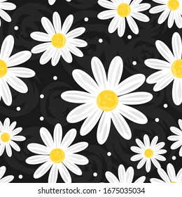 Punto blanco y sin fisuras en la ilustración vectorial de fondo. Bonito patrón de flores para impresión.