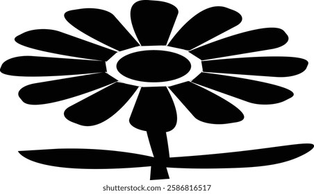 Daisy silhouette vector style with white background.