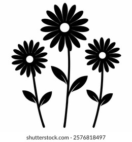 Daisy silhouettes vector on white background