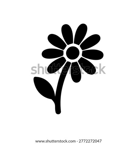 Daisy Stem Icon Containing daisy, stem, leaf, and floral icon. Solid icon.