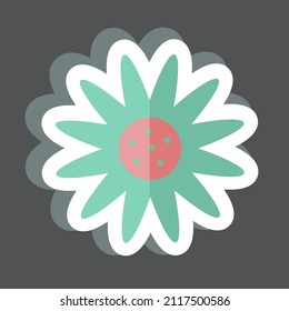 Daisy Sticker in trendy isolated on black background