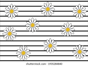 daisy stripe vector design black white