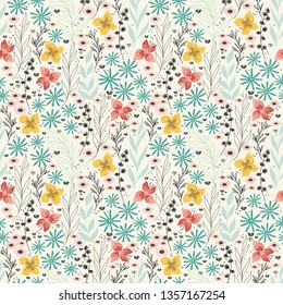 Daisy and summer blossom Seamless pattern vector design EPS10 