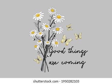 Daisy Vector Art With Positive Quote