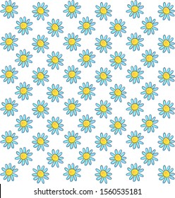 Daisy wallpaper, illustration, vector on white background.