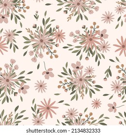 Daisy wildflower meadow flower seamless pattern, digital repeating background, floral wallpaper, textile, fabric, stationery digital paper.