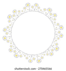 Daisy Wreath Chain Vector Drawing Illustration.