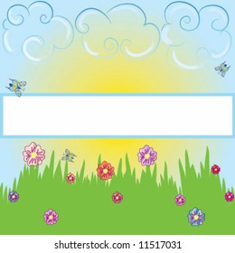 Daisyes in meadow. Vector.