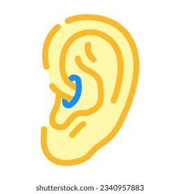vector de icono de color de anillo de perforación daith. signo de arete de perforación daith. ilustración de símbolo aislado