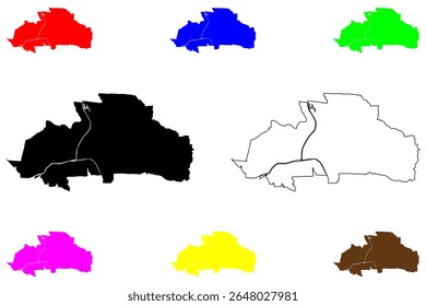 Cidade de Daito (Japão, Nihon-koku ou Nippon-koku, região de Kansai) mapa ilustração vetorial, esboço de rabisco Mapa de Daito-shi