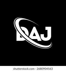 Logo do DAJ. Carta DAJ. Design do logotipo da letra DAJ. Logotipo DAJ inicial vinculado com logotipo de monograma em círculo e maiúsculo. DAJ-tipografia para marca de tecnologia, negócios e imóveis.