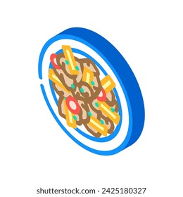 dak galbi korean cuisine isometric icon vector. dak galbi korean cuisine sign. isolated symbol illustration