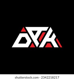 Diseño del logotipo de la letra triangular DAK con forma triangular. Monograma de diseño del logotipo del triángulo DAK. Plantilla de logotipo vectorial de triángulo DAK con color rojo. Logo triangular DAK Diseño sencillo, elegante y lujoso.