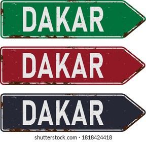 DAKAR ARROW ROAD SIGN Design Vector Illustration. - Vector