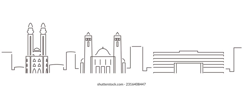 Dakar Dark Line Simple Minimalist Skyline With White Background