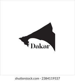 Dakar map and black letter design on white background
