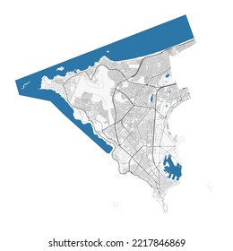 Dakar Map. Detailed Map Of Dakar City Administrative Area. Cityscape Panorama. Royalty Free Vector Illustration. Road Map With Highways, Rivers.