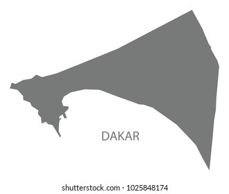 Dakar map of Senegal grey illustration silhouette shape