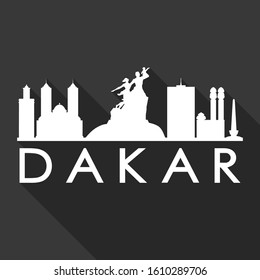 Dakar Senegal Flat Icon Skyline. Silhouette Design City Vector Art. Famous Buildings Vector.