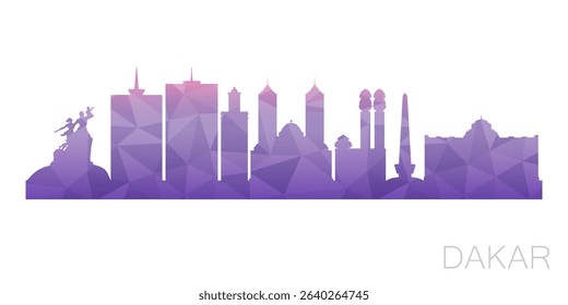Dakar, Senegal Low Poly Skyline Clip Art City Design. Geometric Polygon Graphic Horizon Icon. Vector Illustration Symbol.