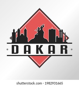Dakar, Senegal Skyline Logo. Adventure Landscape Design Vector City Illustration Vector illustration.