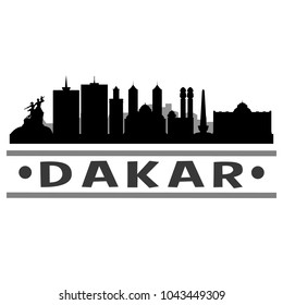 Dakar Senegal Skyline Silhouette Stamp City Design Vector Art Template