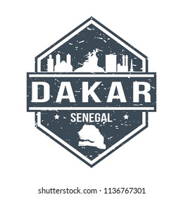 Dakar Senegal Travel Stamp Icon Skyline City Design Tourism Badge Rubber. Passport Seal Vector.