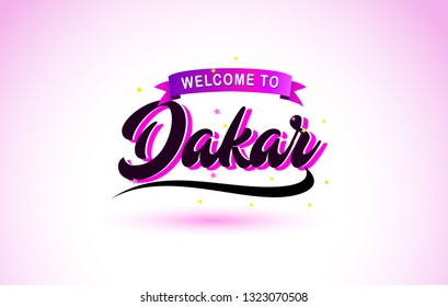 Dakar Welcome to Creative Text Handwritten Font with Purple Pink Colors Design Vector Illustration.