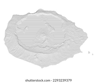 Dakataua lake in 3D topography map, vector contour.