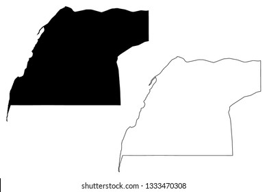 Dakhla-Oued Ed-Dahab Region (Administrative divisions of Morocco, Kingdom of Morocco, Regions of Morocco) map vector illustration, scribble sketch Oued Ed-Dahab-Lagouira map