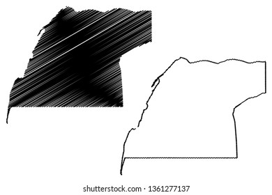 Dakhla-Oued Ed-Dahab Region (Administrative divisions of Morocco, Kingdom of Morocco, Regions of Morocco) map vector illustration, scribble sketch Oued Ed-Dahab-Lagouira map