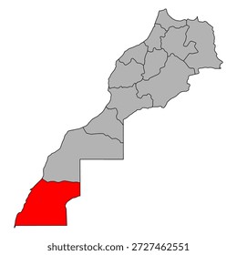 Dakhla-Oued Ed-Dahab conjunto de Marrocos mapa símbolo forma, viajar web ícone vetor ilustração .