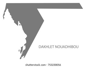 Dakhlet Nouadhibou map of Mauritania grey illustration silhouette shape