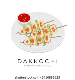 Dakkochi Dak-kkochi Chicken Skewer Vector Illustration Logo