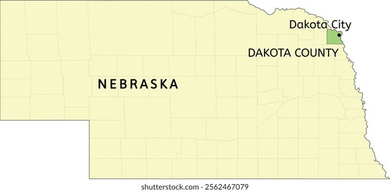 Dakota County and city of Dakota City location on Nebraska state map