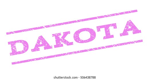 Dakota watermark stamp. Text caption between parallel lines with grunge design style. Rubber seal stamp with unclean texture. Vector violet color ink imprint on a white background.