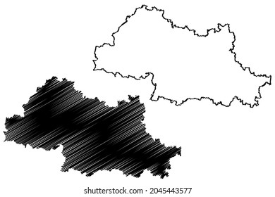 Dakshin Dinajpur district (West Bengal State, Republic of India) map vector illustration, scribble sketch South Dinajpur map